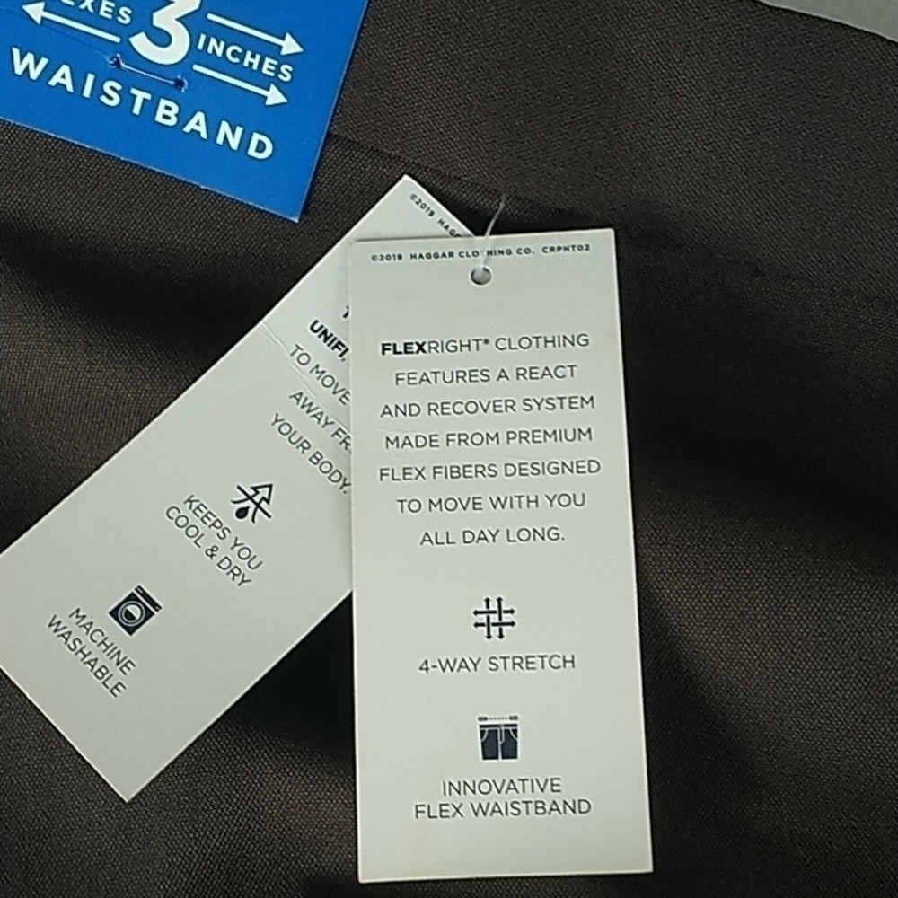 Haggar Hidden Comfort Cool Right Classic Fit Pants Brown 42W x 29 L - Picture 8 of 11